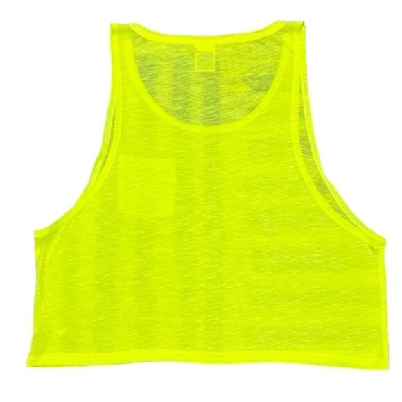 Victoria’s Secret NWOT PINK Neon Yellow Pocket Cropped Workout Tank Top Medium - Picture 6 of 6